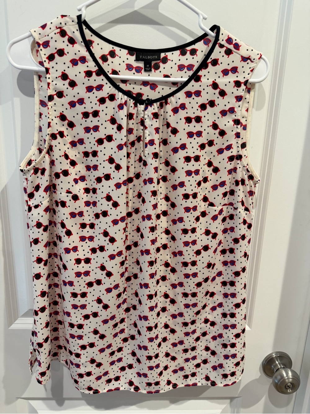 Talbots Sunglasses-Print Sleeveless Blouse Size Medium